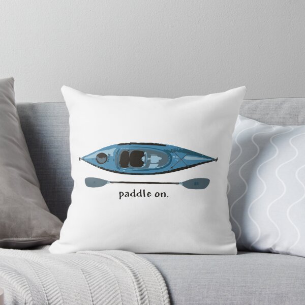 Item preview, Blue Kayak with paddle illustration, and "Paddle on" text designed and sold by PenToPixel.