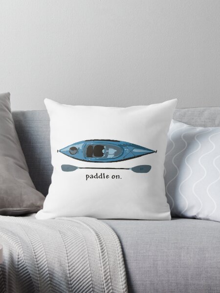 Item preview, Blue Kayak with paddle illustration, and "Paddle on" text designed and sold by PenToPixel.