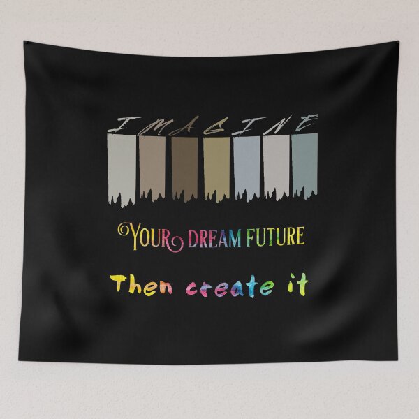 Item preview, Copy of Imagine Your Dream Future, Then Create It in tie dye font on black background  designed and sold by UncleStuScience.
