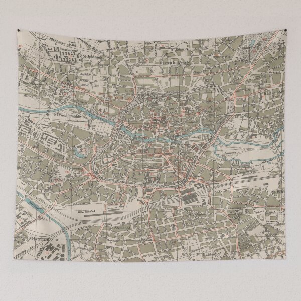 Item preview, Old Nuremburg Germany Map (1910) Vintage Bavarian City & Street Atlas designed and sold by BravuraMedia.