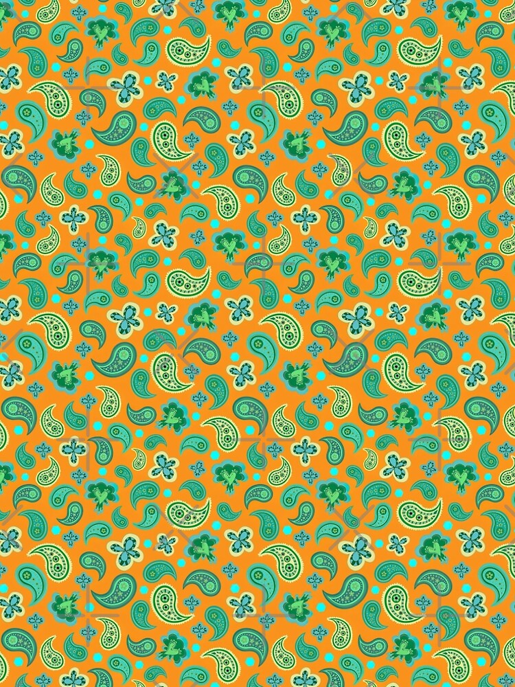 Orange Paisley Background Seamless Pattern