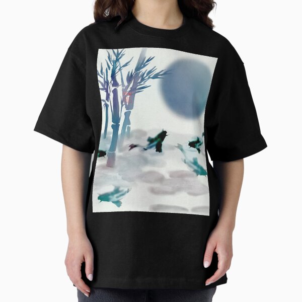 Item preview, Blue moon bamboo and japanese koi carp watercolor sumi-e designed and sold by CuisineCat.