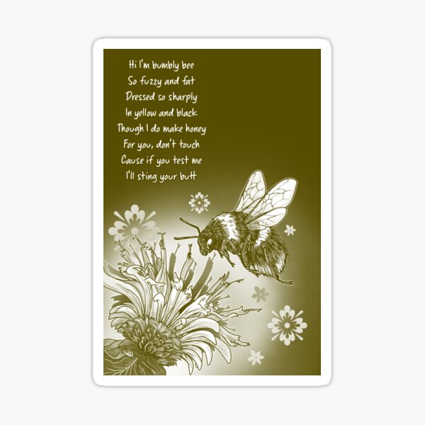 Bumble Bee Poem Sticker