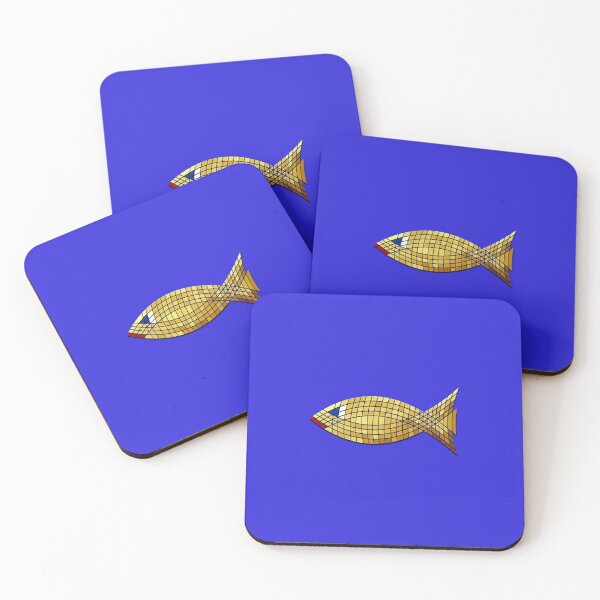 Item preview, Gold Shiny Fish on blue background designed and sold by Valdilana.