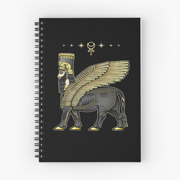 Item preview, Animation drawing: image of the Assyrian mythical deity Shedu: a winged bull with  head of person. character in Sumerian mythology.  designed and sold by YanaZvereva.