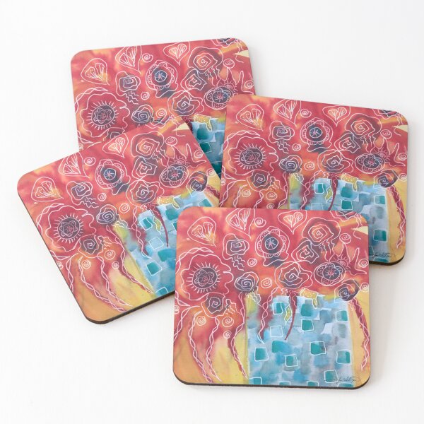 Item preview, Vivid Floral Watercolor Geometric Vase designed and sold by batikandesigns.