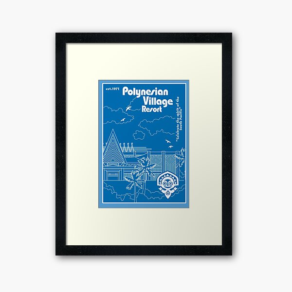 Polynesian Resort Blueprint Framed Art Print