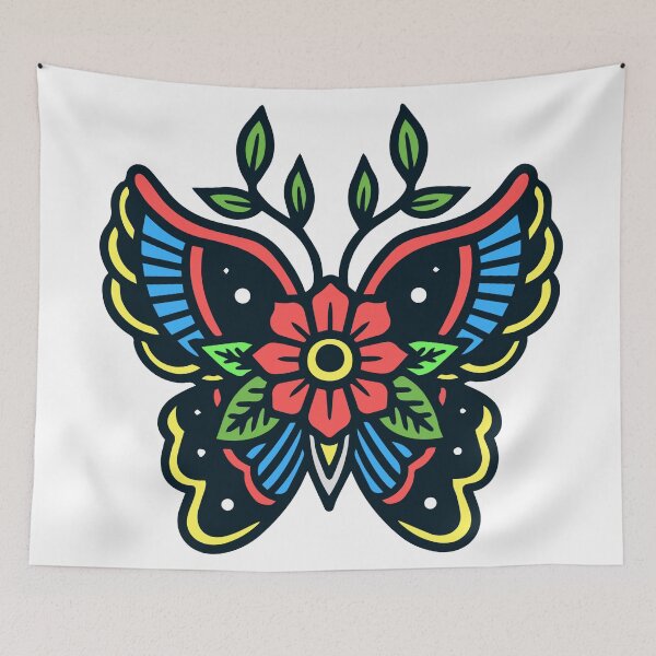 Item preview, Flower Butterfly Old School Tattoo designed and sold by Peekonet.