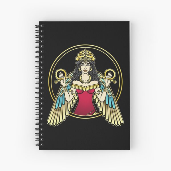 Item preview, Cartoon color drawing: beautiful woman in a horned crown, a character in Assyrian mythology. Winged goddess. Ishtar, Astarta, Inanna.  designed and sold by YanaZvereva.