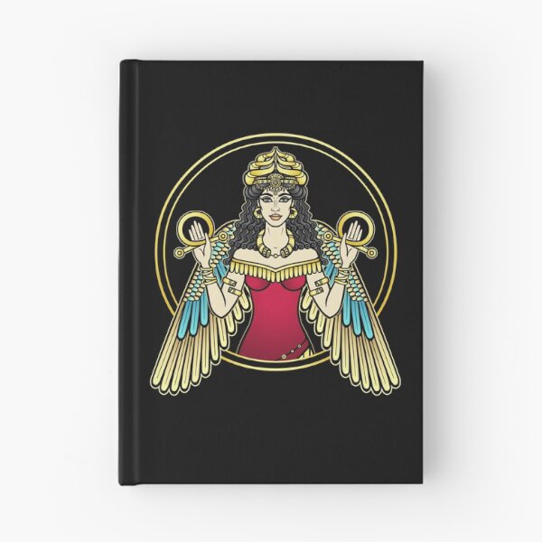 Item preview, Cartoon color drawing: beautiful woman in a horned crown, a character in Assyrian mythology. Winged goddess. Ishtar, Astarta, Inanna.  designed and sold by YanaZvereva.
