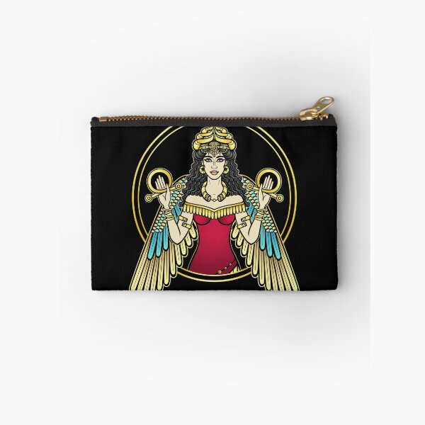 Item preview, Cartoon color drawing: beautiful woman in a horned crown, a character in Assyrian mythology. Winged goddess. Ishtar, Astarta, Inanna.  designed and sold by YanaZvereva.