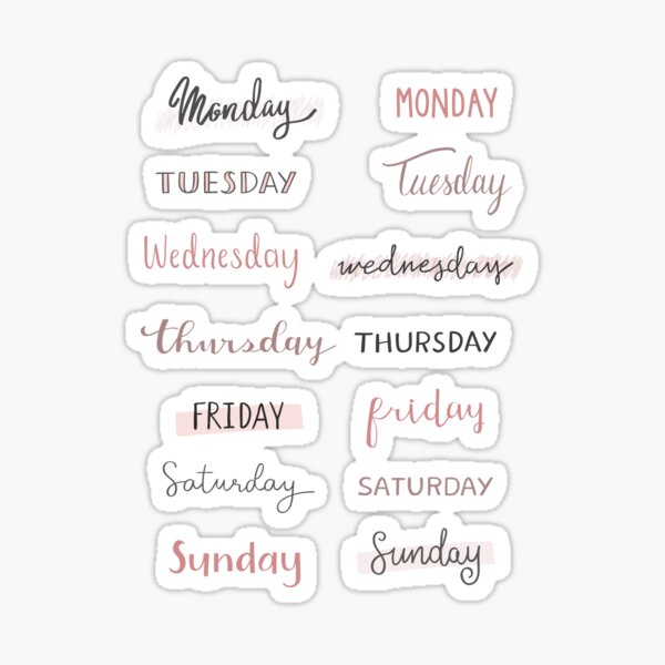 Days of the Week Sticker for Sale by frumiosity