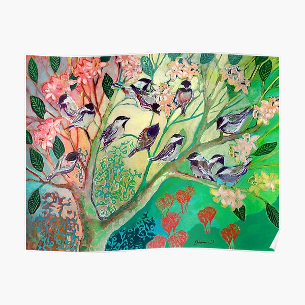 Chickadees in Spring Poster