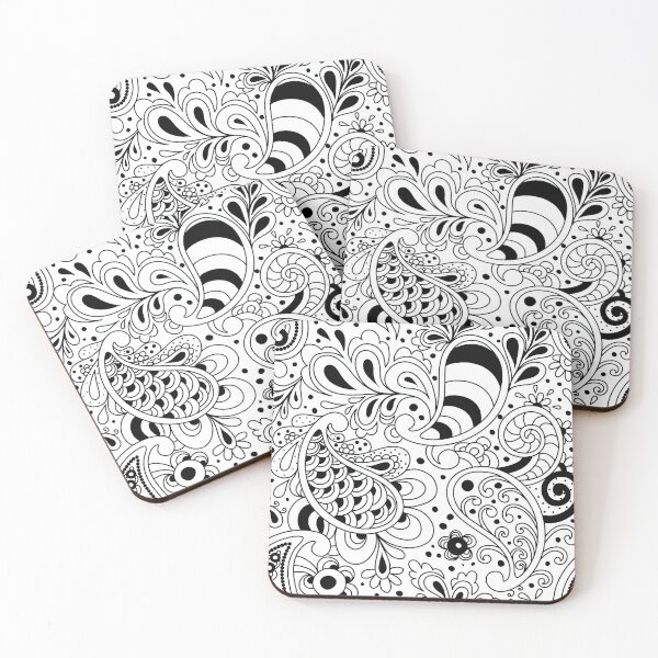 Item preview, Black and White Paisley Pattern, Black and White Paisley floral seamless Pattern, Black and White Paisley designed and sold by graphic-genie.