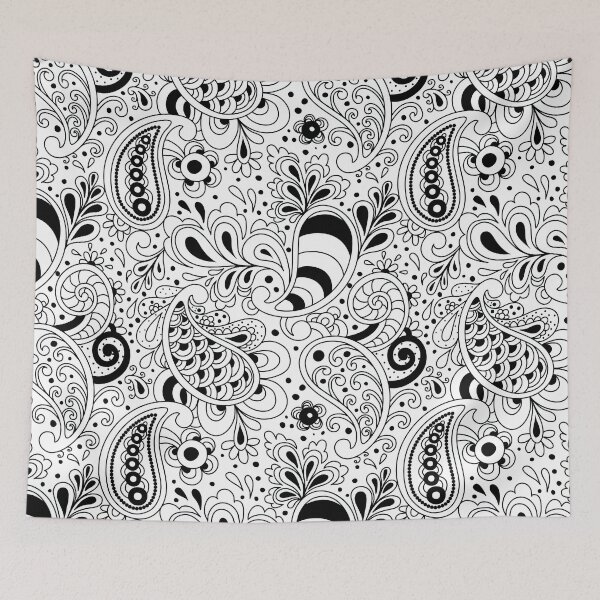 Item preview, Black and White Paisley Pattern, Black and White Paisley floral seamless Pattern, Black and White Paisley designed and sold by graphic-genie.