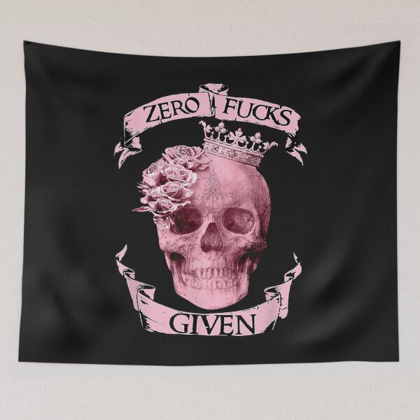 Item preview, Zero Fuc.ks Given Skull Pink Rose Queen Skull T-Shirt designed and sold by Bonucci-Tori.