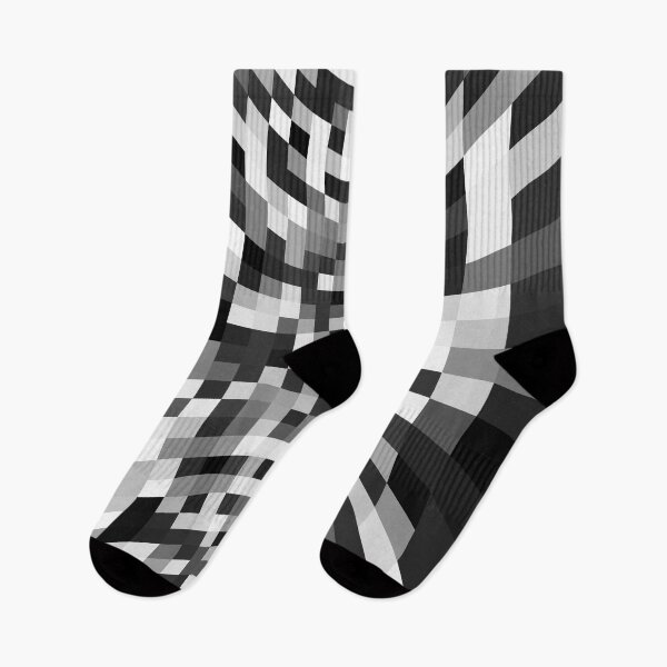 Artikelvorschau, Op Art Schwarz-Weiß-verzerrte Perspektive Digitales Rauschen entworfen und verkauft von hyproinc.