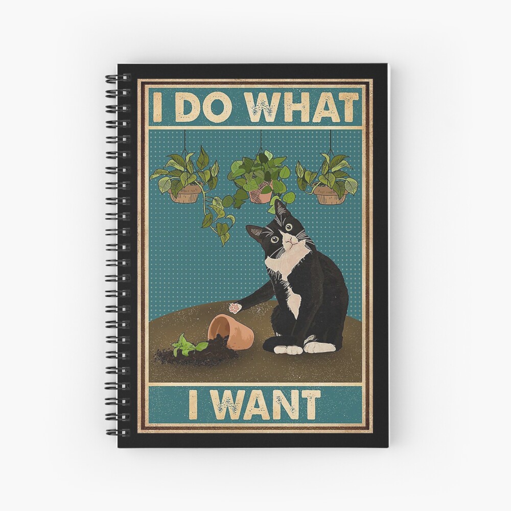 Tuxedo Cat Gardening Funny Quotes Spiral Notebook