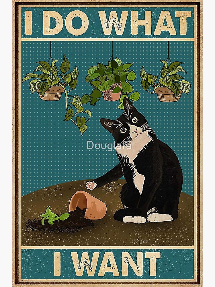 Thumbnail 3 of 3, Poster, Tuxedo Cat Gardening Funny Quotes designed and sold by Douglafa.