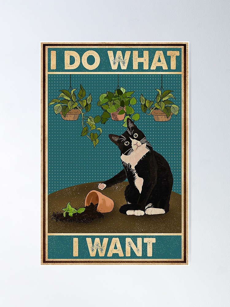 Thumbnail 1 of 3, Poster, Tuxedo Cat Gardening Funny Quotes designed and sold by Douglafa.