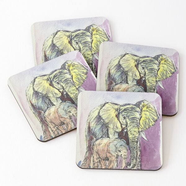 Item preview, Elephant mother and child designed and sold by AnjuPaintings.