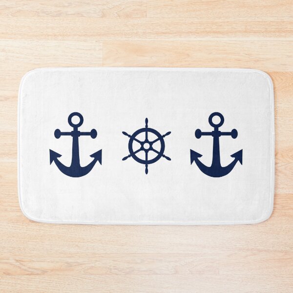 Item preview, Nautical White and Navy Blue Anchors and Wheels designed and sold by Orchyd.
