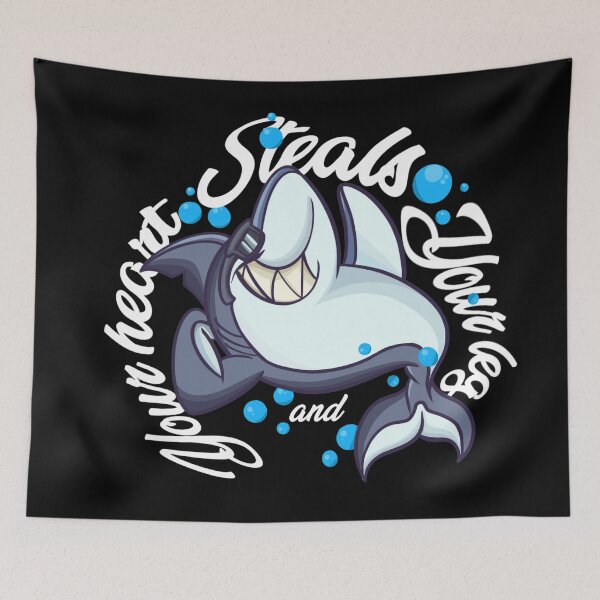 Item preview, Steals your leg and your heart, Funny Zombie Shark, Shark Week pun, Summer designed and sold by lucky-fern.