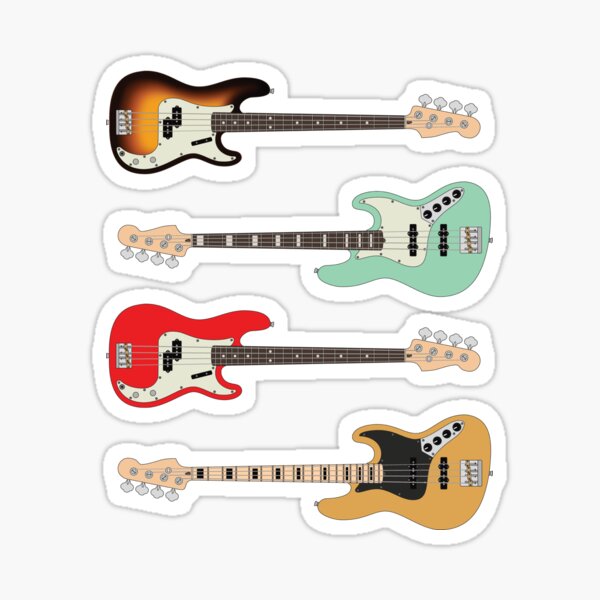 4 String P and J Style Bass Guitar Pack Sticker
