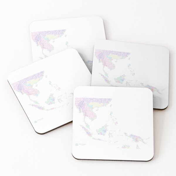 Item preview, Southeast Asia River Basin Map in Rainbow Colours with White Background designed and sold by GrasshopperGeo.