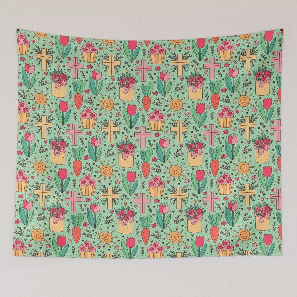 Item preview, Happy Easter Holiday Doodle Seamless Pattern designed and sold by Peekonet.