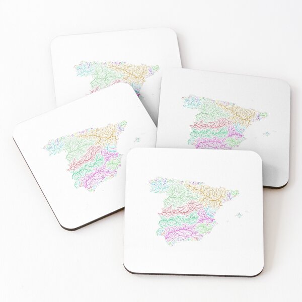 Item preview, Spain River Basin Map in Rainbow Colours with White Background designed and sold by GrasshopperGeo.