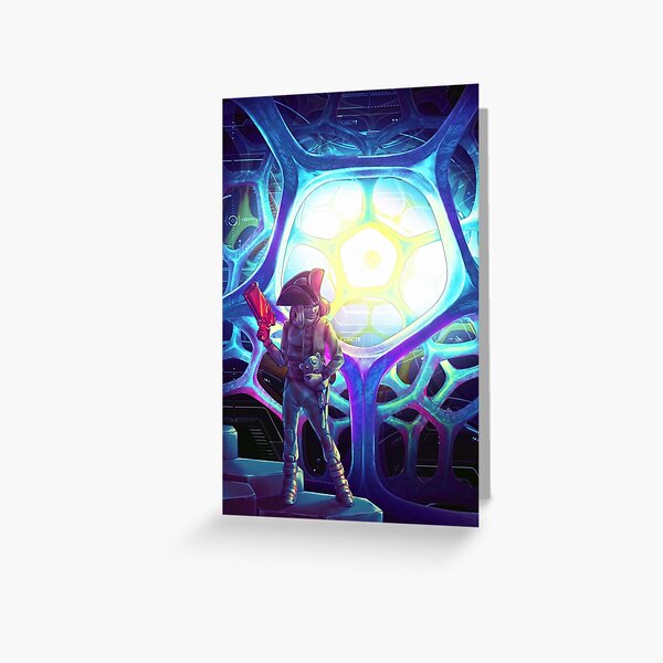 Vaporwave styled cover image of Book 3 of "Gifts of wandering ice" Greeting Card