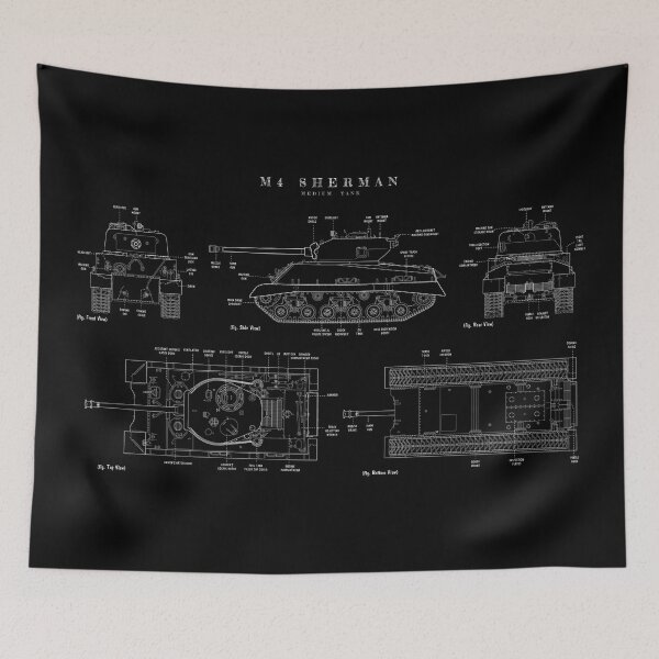 Item preview, M4 SHERMAN Medium Tank (White Stencil - No Background) designed and sold by BGALAXY.