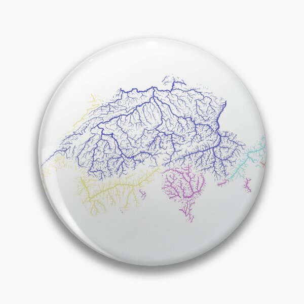 Item preview, Switzerland River Basin Map in Rainbow Colours with White Background designed and sold by GrasshopperGeo.