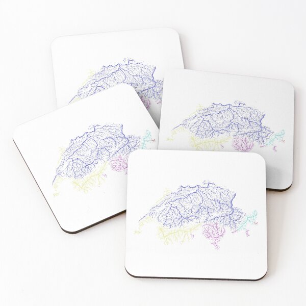 Item preview, Switzerland River Basin Map in Rainbow Colours with White Background designed and sold by GrasshopperGeo.
