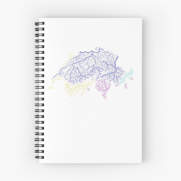 Item preview, Switzerland River Basin Map in Rainbow Colours with White Background designed and sold by GrasshopperGeo.