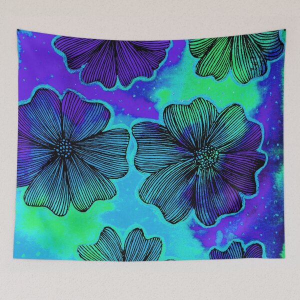 Item preview, Flower Pattern Design - Blue designed and sold by MinArt Illustrations.