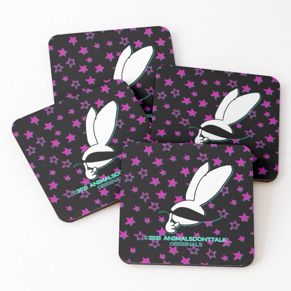 Item preview, Mr Moustache Rabbit Originals (on black) designed and sold by ANIMALSDONTTALK.
