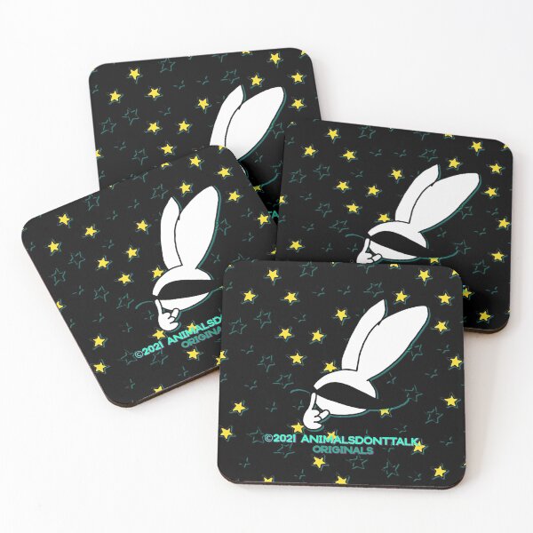 Item preview, Mr Moustache Rabbit Originals (on black) designed and sold by ANIMALSDONTTALK.