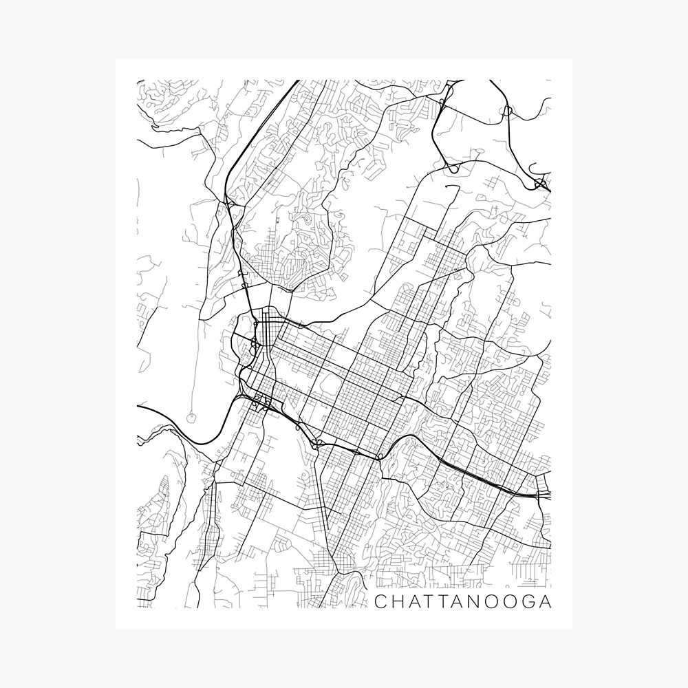 Tn Road Map L430v4 Office Gift Chattanooga Map Poster City Wall Art Tennessee Print Street Map Decor Chattanooga Map Print
