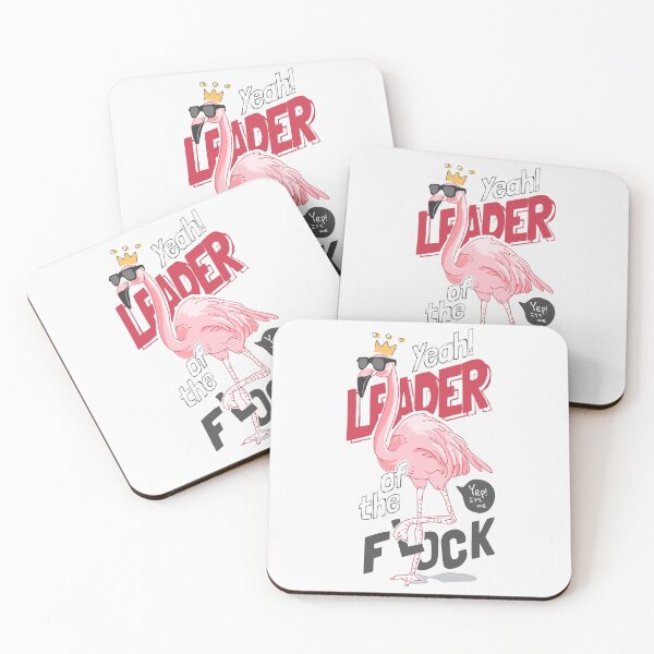 Item preview, Leader Flock Slogan with Cartoon Flamingo Sunglasses Crown Illustration designed and sold by Peekonet.