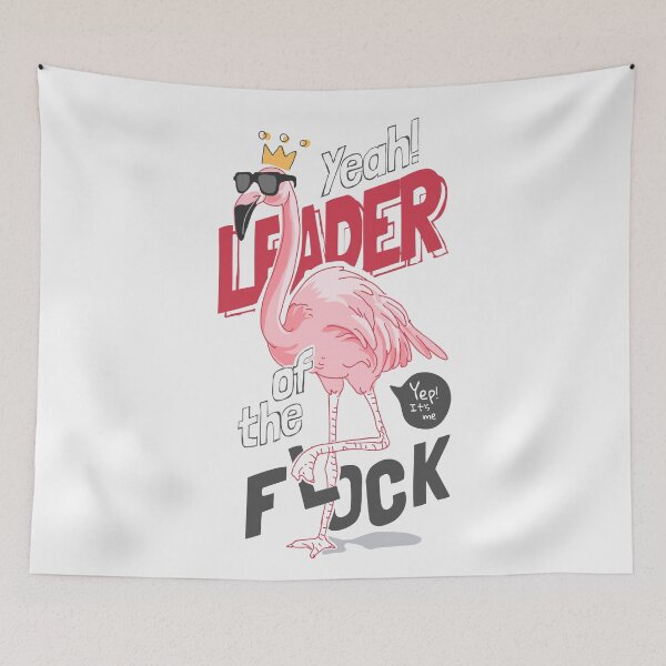 Item preview, Leader Flock Slogan with Cartoon Flamingo Sunglasses Crown Illustration designed and sold by Peekonet.
