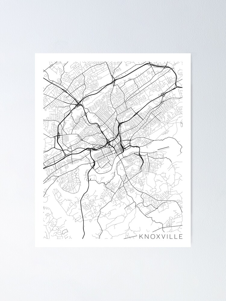 "Knoxville Map, USA Black and White" Poster for Sale by