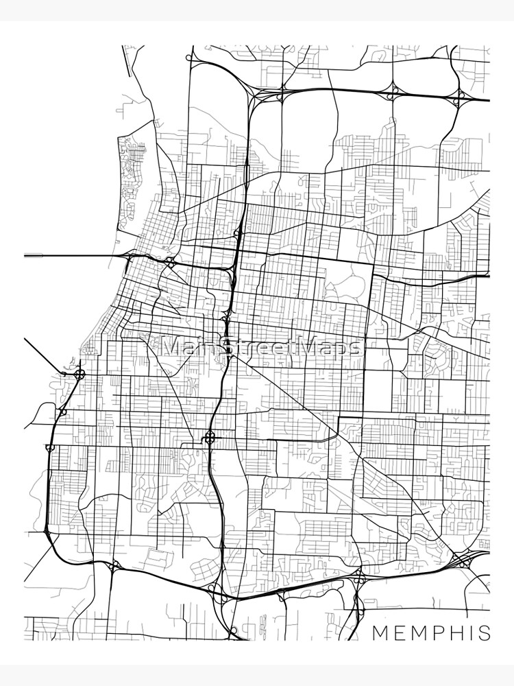 "Memphis Map, USA - Black and White" Poster for Sale by MainStreetMaps