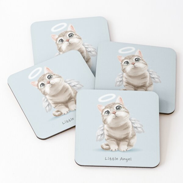 Item preview, Little Angel Slogan with Cute Angel Cat Illustration designed and sold by Peekonet.