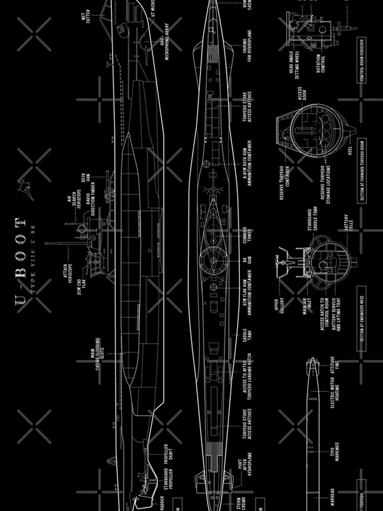 Disover Das Boot: U-Boot Type VIIC (U-96) (White Stencil - No Background) Iphone Case