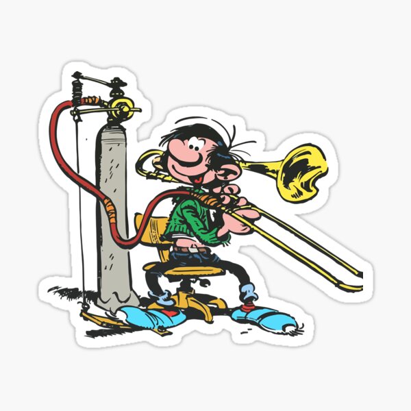 Gaston Lagaffe Movie Cartoon Color Big Ben avec trompette Sticker