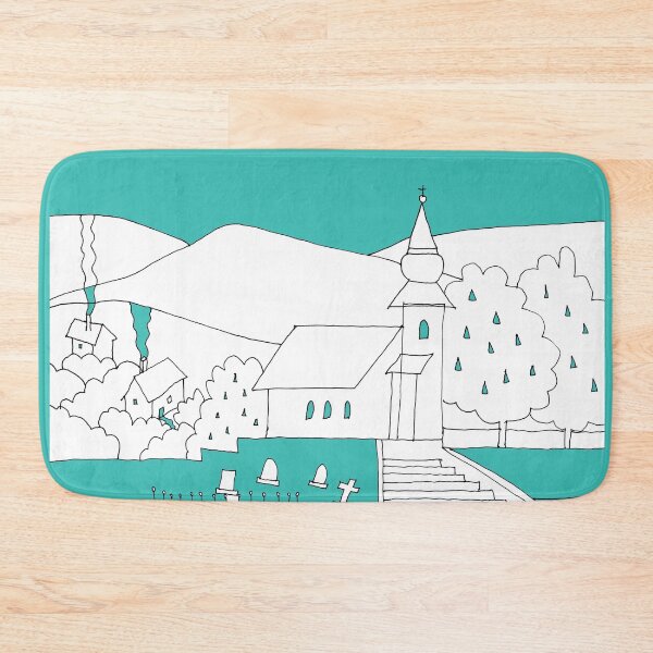 Item preview, Little Village with Church No.: 02 on Light Blue Board "Paper Drawings/Paintings"  designed and sold by Istvan Ocztos.