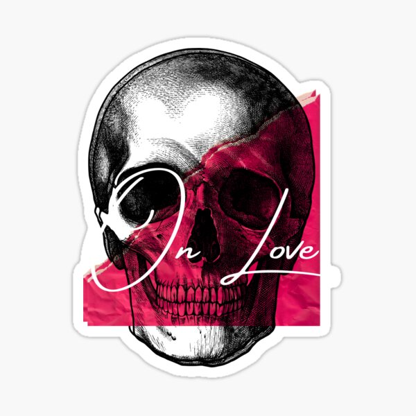 Skull On Love Plain and Pink Sticker