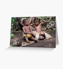 Children Playing, Vanuatu Greeting Card
